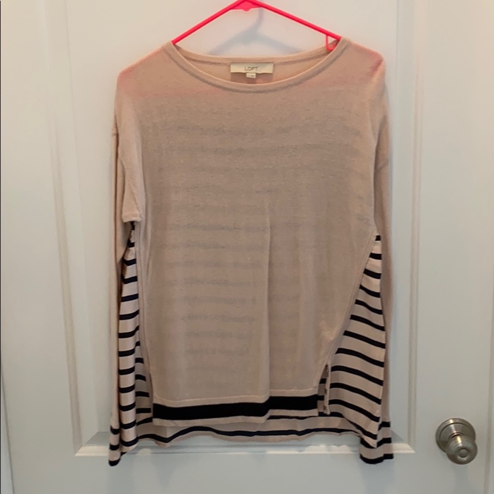 LOFT mixed media striped sweater